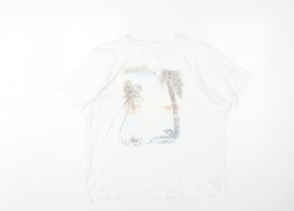 Mantaray Men’s White Medium Cotton Beach Graphic T-Shirt