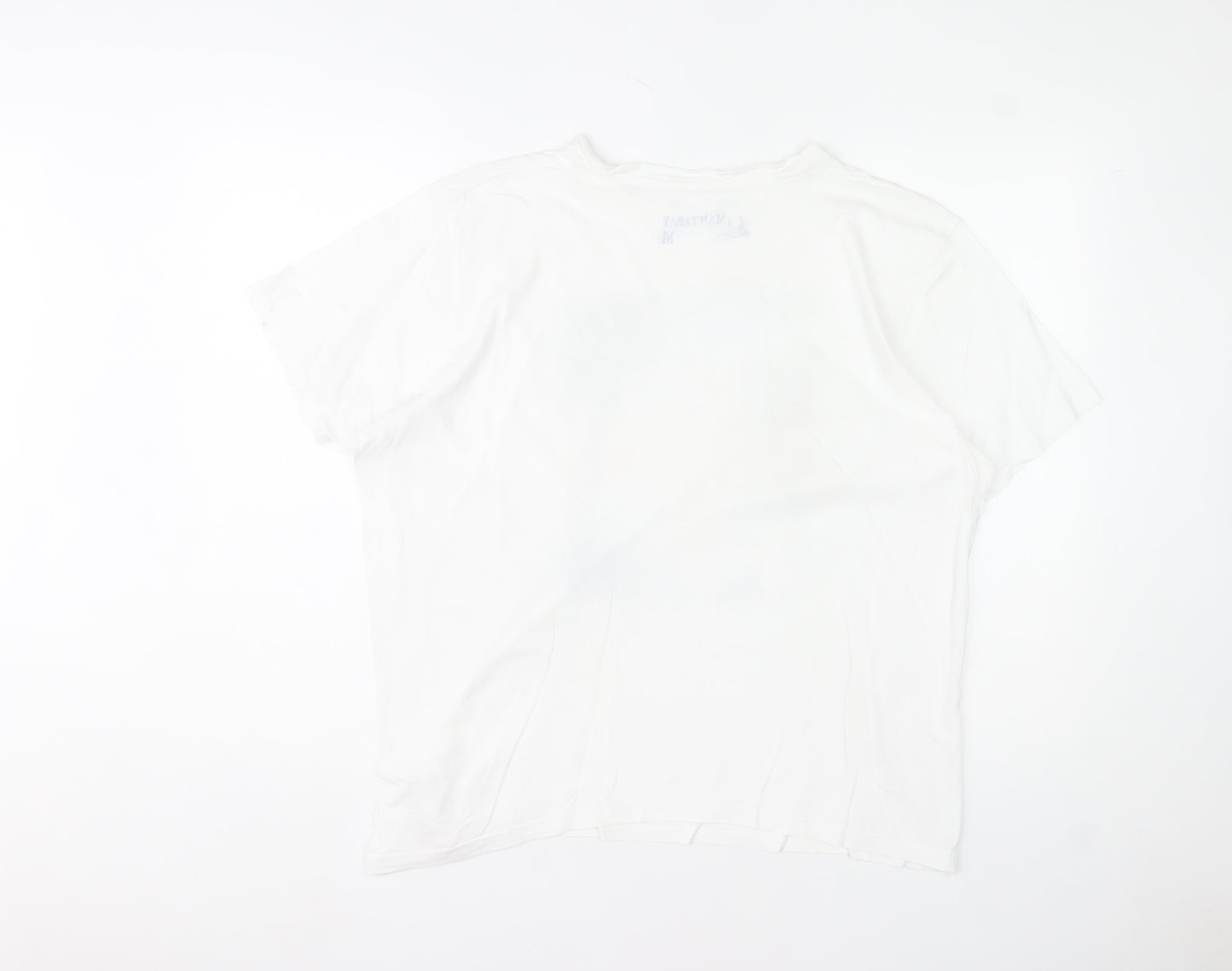 Mantaray Men’s White Medium Cotton Beach Graphic T-Shirt