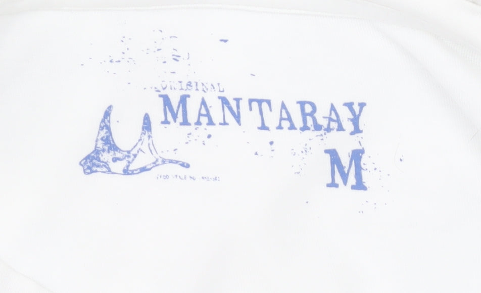 Mantaray Men’s White Medium Cotton Beach Graphic T-Shirt