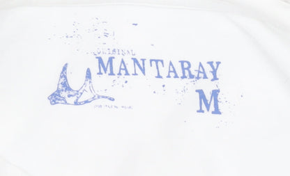 Mantaray Men’s White Medium Cotton Beach Graphic T-Shirt