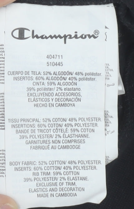 Champion Boys Black Full Zip Hoodie 9-10 Years Cotton Blend Logo Trim