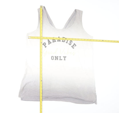 Next Womens Grey Cotton Tank Top Size 18 Sleeveless Holiday Style