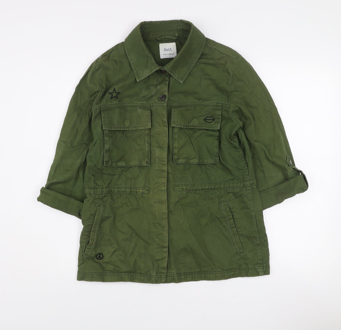 Dust Women’s Green Cotton Utility Button-Up Shirt Size M