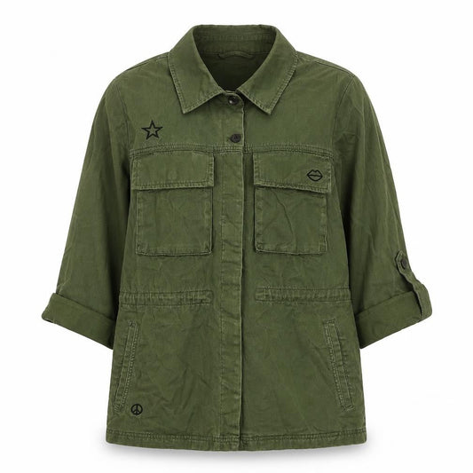 Dust Women’s Green Cotton Utility Button-Up Shirt Size M
