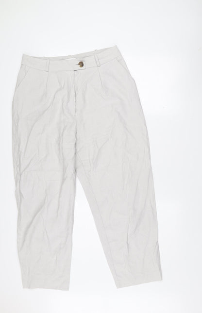 Topshop Women’s Beige Chino Trousers Size 14 Regular Fit Lightweight