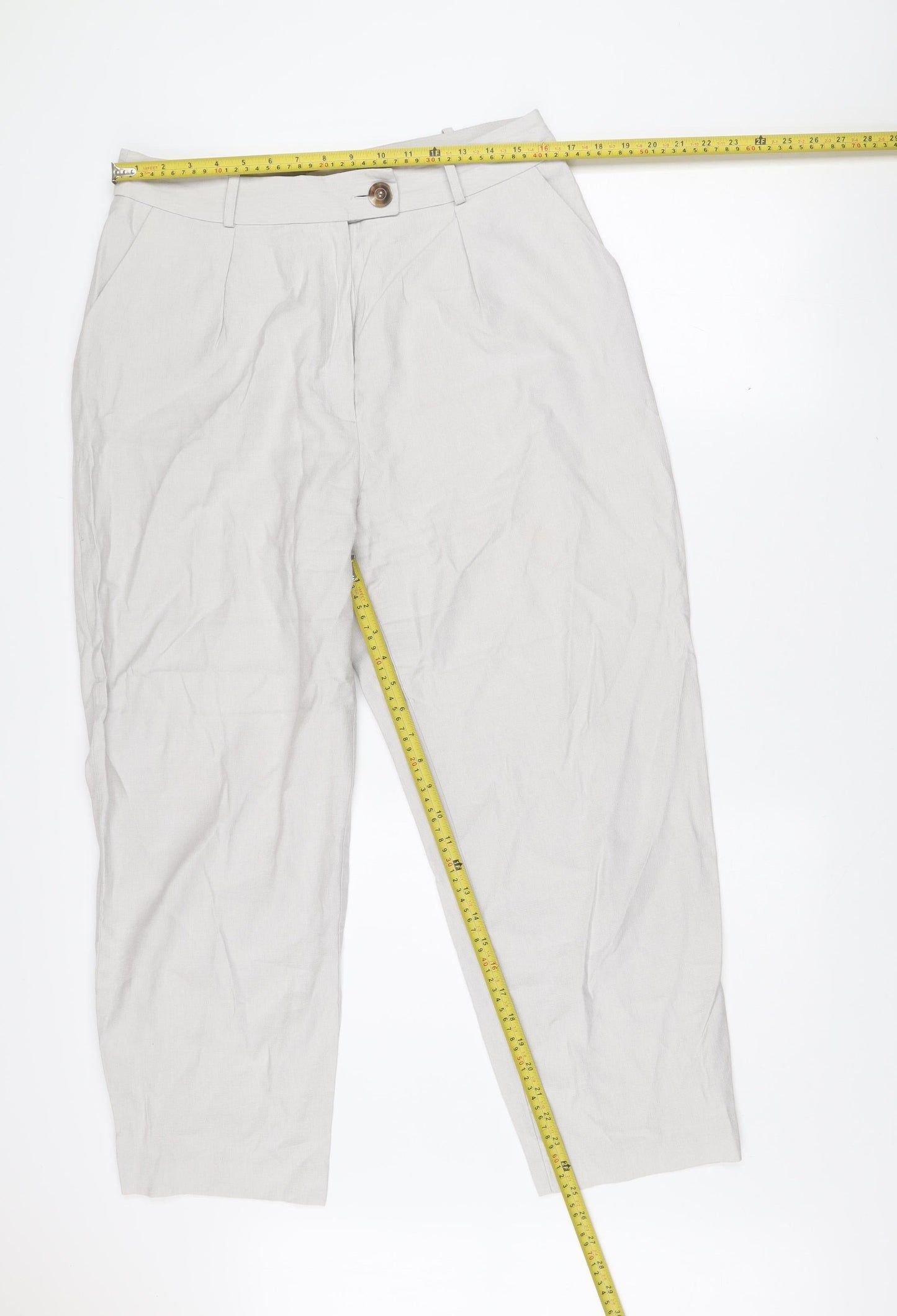 Topshop Women’s Beige Chino Trousers Size 14 Regular Fit Lightweight