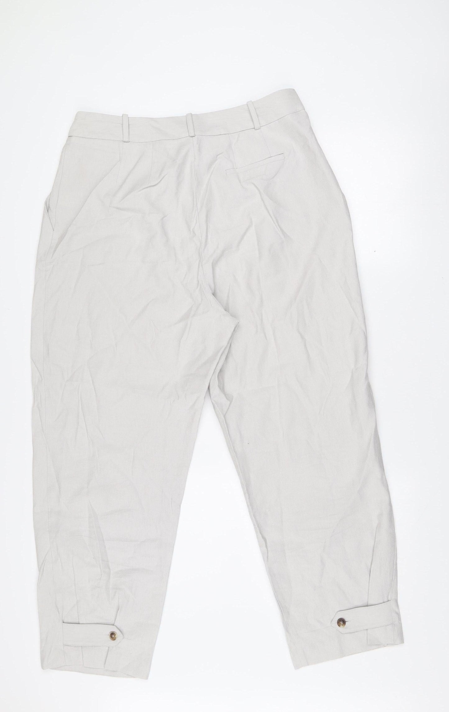 Topshop Women’s Beige Chino Trousers Size 14 Regular Fit Lightweight