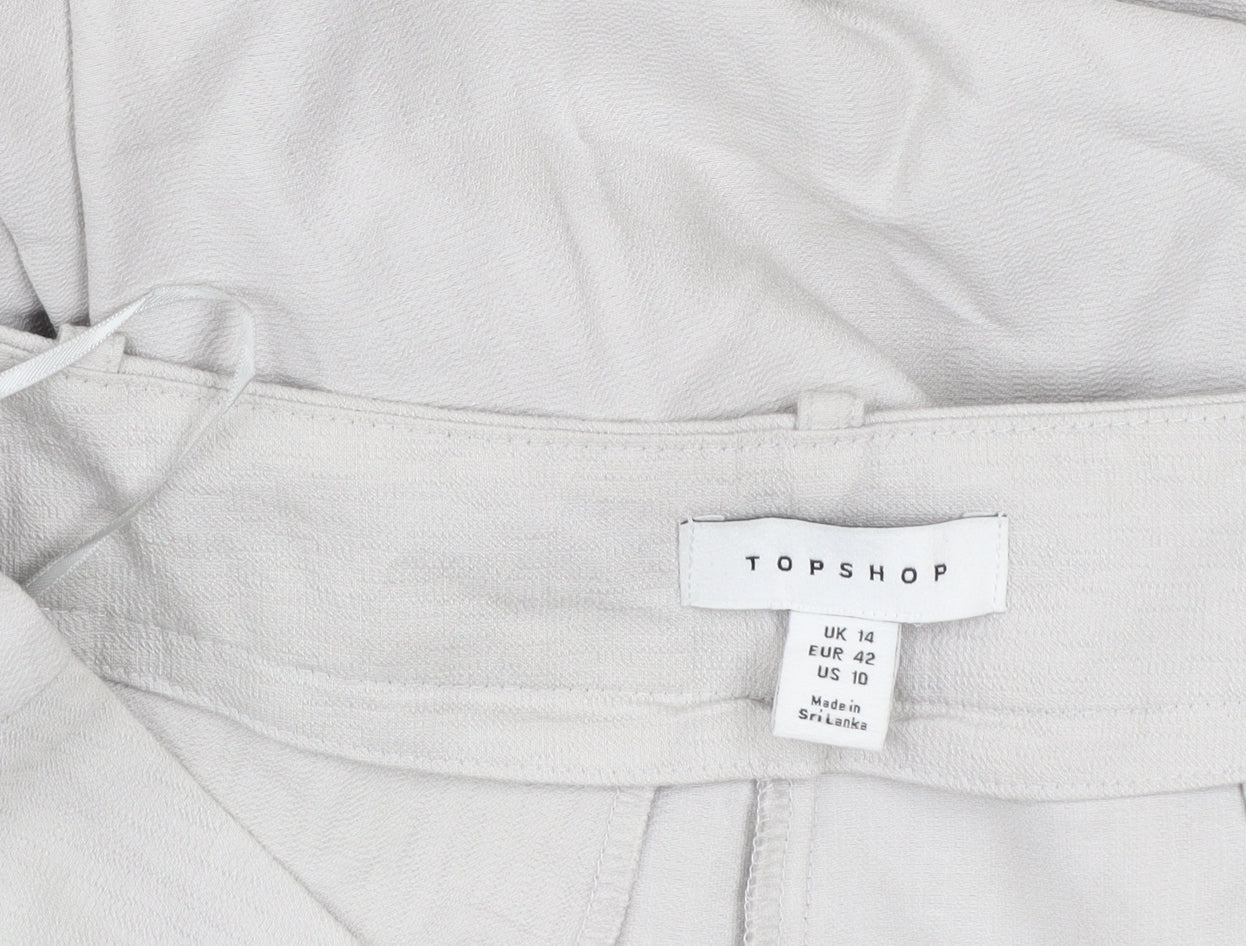 Topshop Women’s Beige Chino Trousers Size 14 Regular Fit Lightweight