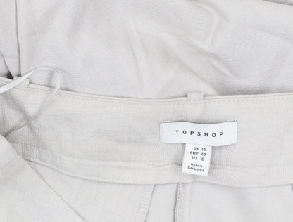 Topshop Women’s Beige Chino Trousers Size 14 Regular Fit Lightweight