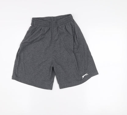Slazenger Men's Grey Athletic Shorts S Elastic Waist Gym Training