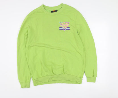 Bershka Women Lime Green Coca-Cola Graphic Sweatshirt XS Cotton Blend