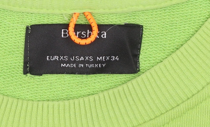 Bershka Women Lime Green Coca-Cola Graphic Sweatshirt XS Cotton Blend