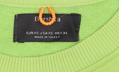 Bershka Women Lime Green Coca-Cola Graphic Sweatshirt XS Cotton Blend