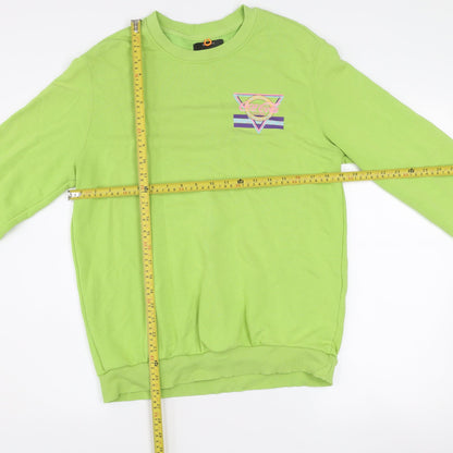 Bershka Women Lime Green Coca-Cola Graphic Sweatshirt XS Cotton Blend