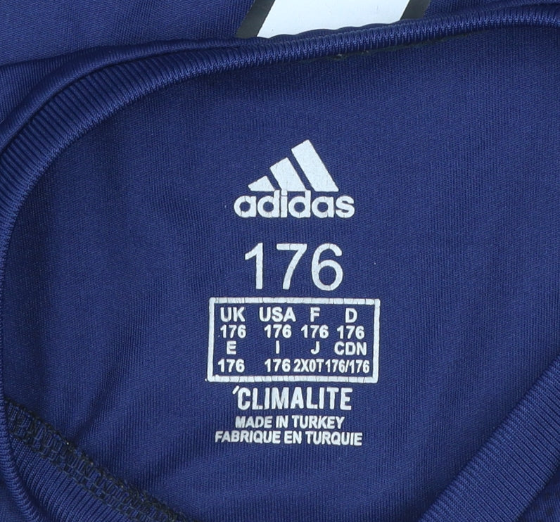 Adidas Boys Blue Manchester United Football Jersey Shirt Size 176