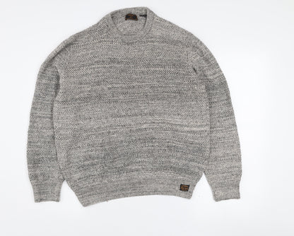 Superdry Men's Grey Cotton Chunky Knit Crew Neck Jumper L