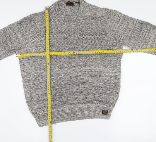 Superdry Men's Grey Cotton Chunky Knit Crew Neck Jumper L