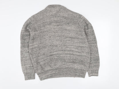 Superdry Men's Grey Cotton Chunky Knit Crew Neck Jumper L