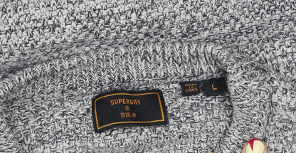 Superdry Men's Grey Cotton Chunky Knit Crew Neck Jumper L