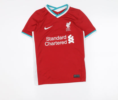 Nike Boys Red Liverpool FC Dri-Fit Short Sleeve Football Jersey S 128-137cm