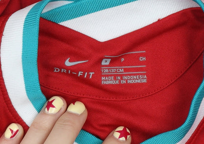 Nike Boys Red Liverpool FC Dri-Fit Short Sleeve Football Jersey S 128-137cm