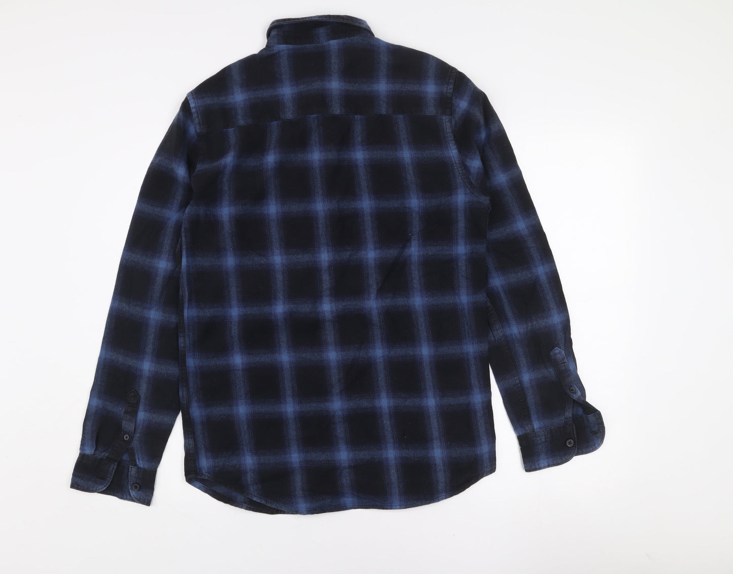 New Look Men Blue Check Flannel Button-Up Shirt S