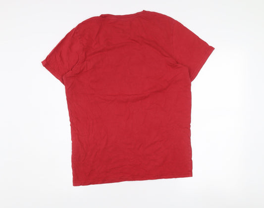 Jack & Jones Men’s Red Logo Core Cotton Crew Neck T-Shirt Size M