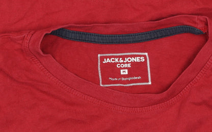 Jack & Jones Men’s Red Logo Core Cotton Crew Neck T-Shirt Size M
