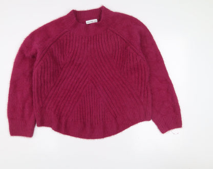 Gallery Womens Pink Mock Neck Chunky Knit Relaxed Fit Jumper XL
