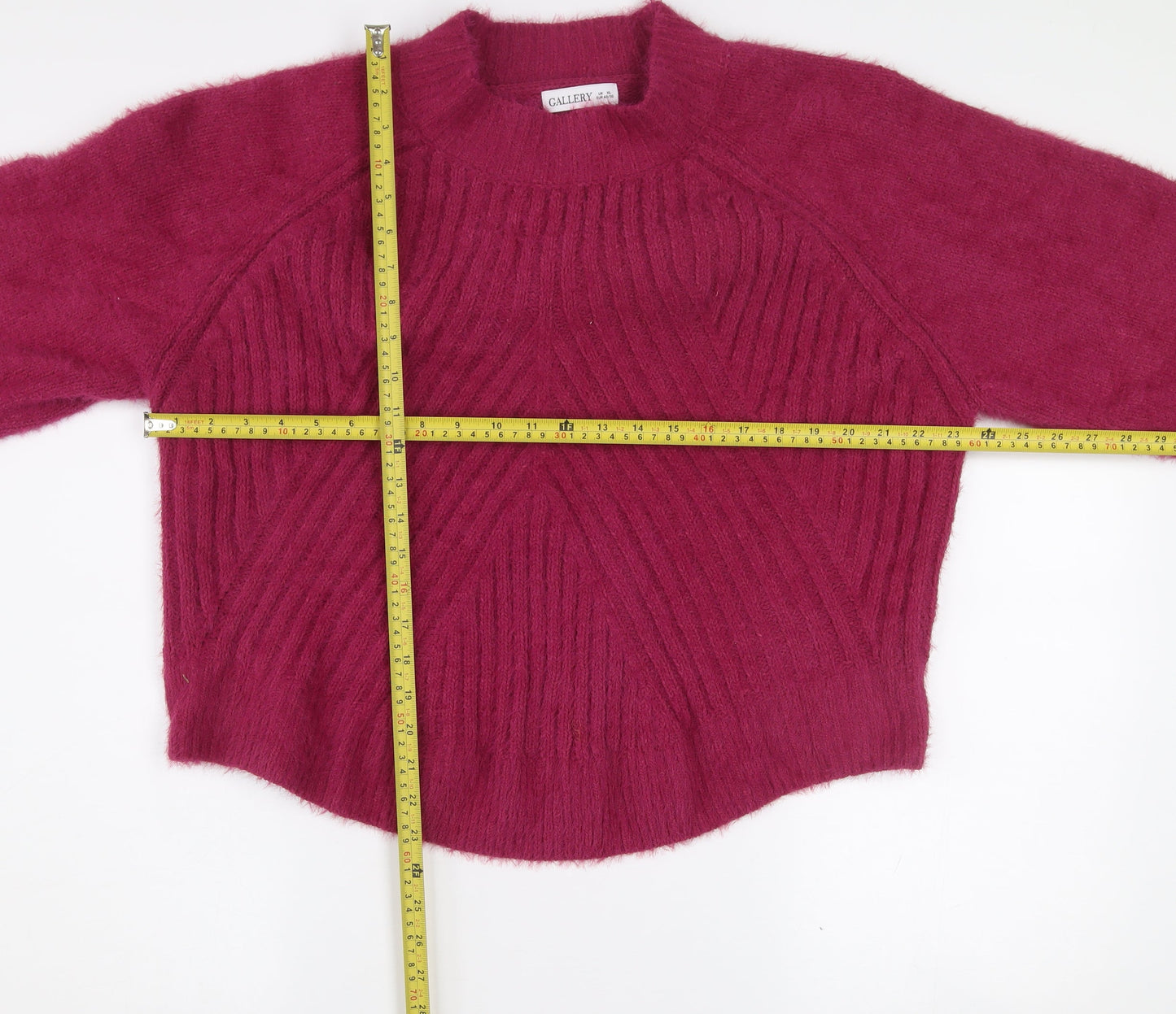 Gallery Womens Pink Mock Neck Chunky Knit Relaxed Fit Jumper XL