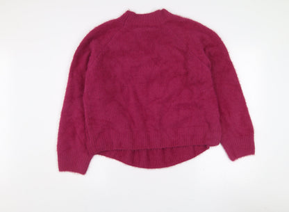 Gallery Womens Pink Mock Neck Chunky Knit Relaxed Fit Jumper XL