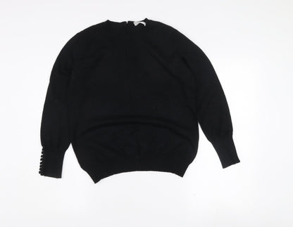 Savida Women's Black Crew Neck Long Sleeve Pullover Jumper Size 12