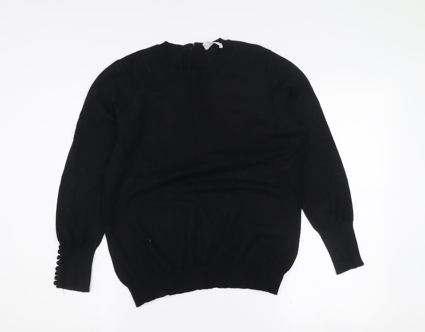 Savida Women's Black Crew Neck Long Sleeve Pullover Jumper Size 12