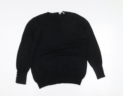 Savida Women's Black Crew Neck Long Sleeve Pullover Jumper Size 12