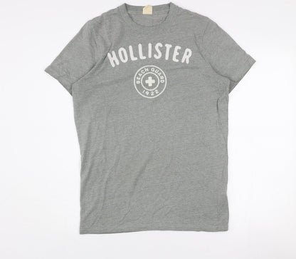 Hollister Men’s Grey Beach Graphic Crew Neck Cotton Blend T-Shirt M