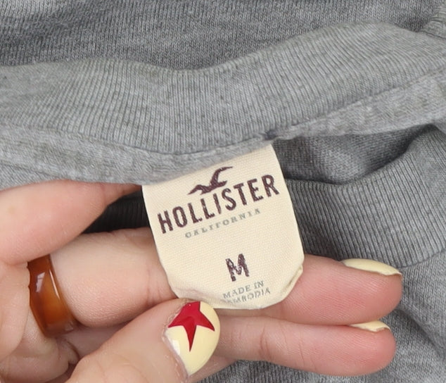 Hollister Men’s Grey Beach Graphic Crew Neck Cotton Blend T-Shirt M