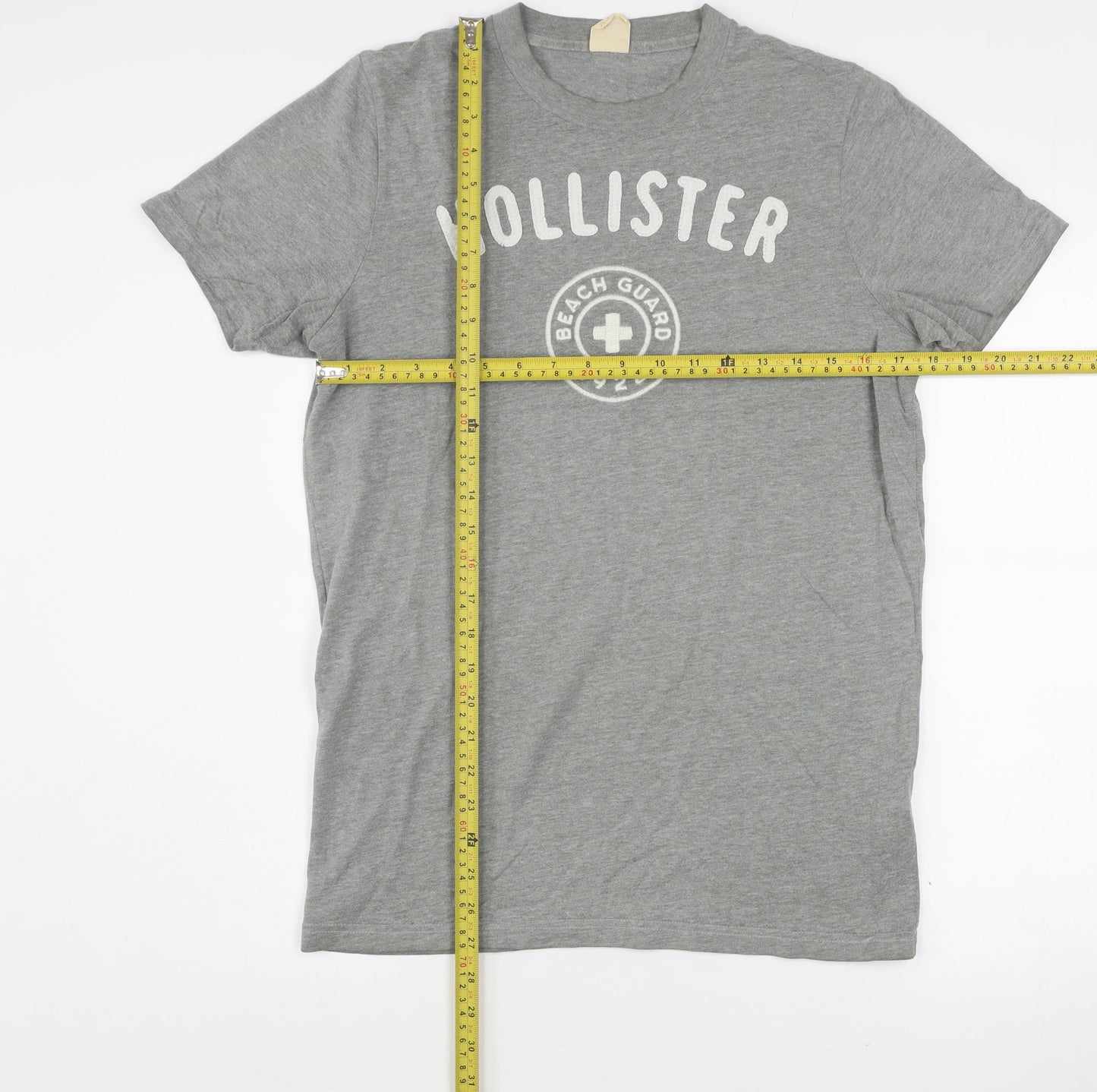 Hollister Men’s Grey Beach Graphic Crew Neck Cotton Blend T-Shirt M