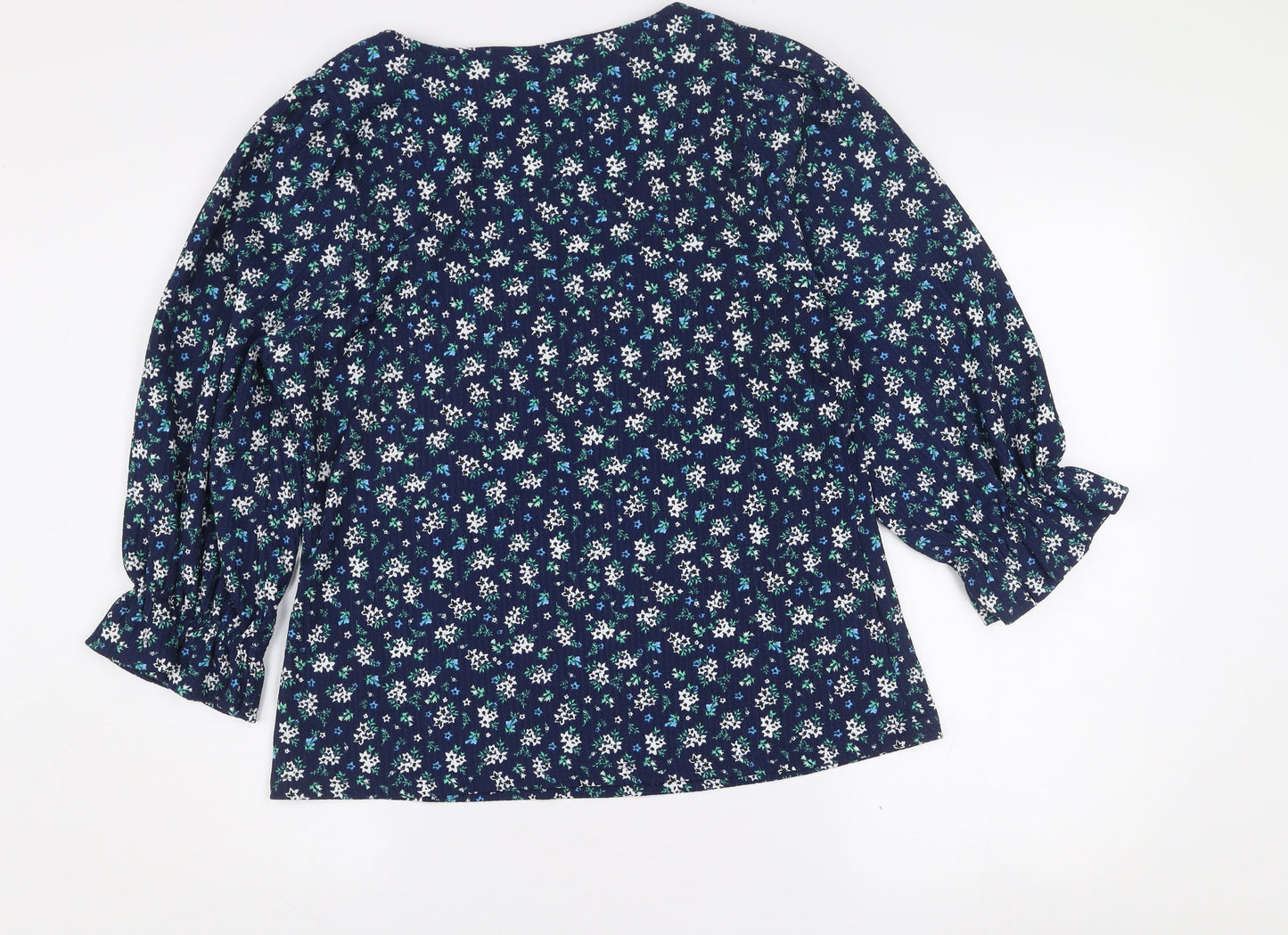 Savida Women's Blue Floral Long Sleeve Tunic Blouse Size 16
