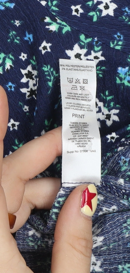 Savida Women's Blue Floral Long Sleeve Tunic Blouse Size 16