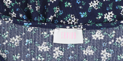 Savida Women's Blue Floral Long Sleeve Tunic Blouse Size 16