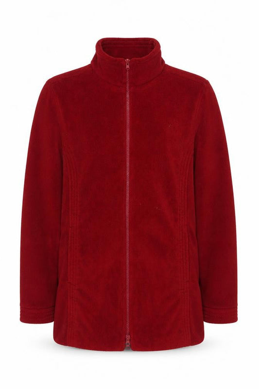 Wallis Women Red Fleece Full Zip Mid-Length Jacket Size M
