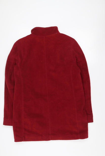 Wallis Women Red Fleece Full Zip Mid-Length Jacket Size M