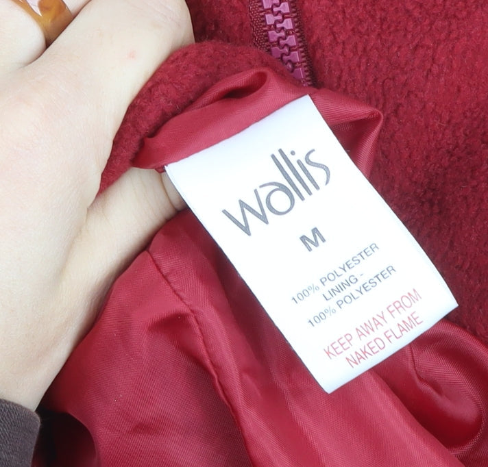 Wallis Women Red Fleece Full Zip Mid-Length Jacket Size M