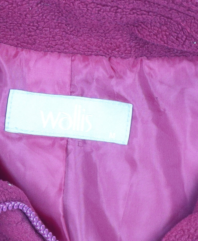 Wallis Women Red Fleece Full Zip Mid-Length Jacket Size M