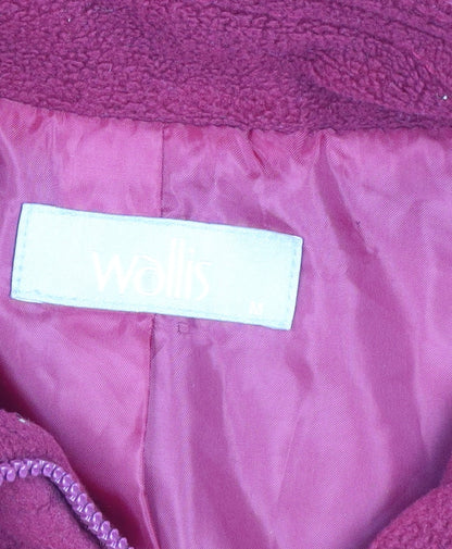 Wallis Women Red Fleece Full Zip Mid-Length Jacket Size M
