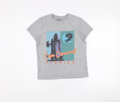 Marks and Spencer Boys Grey Space Graphic T-Shirt 9-10 Years Regular Fit