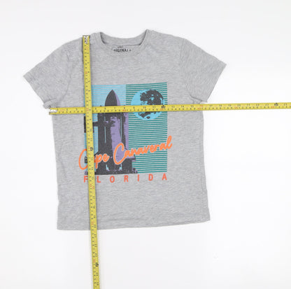Marks and Spencer Boys Grey Space Graphic T-Shirt 9-10 Years Regular Fit
