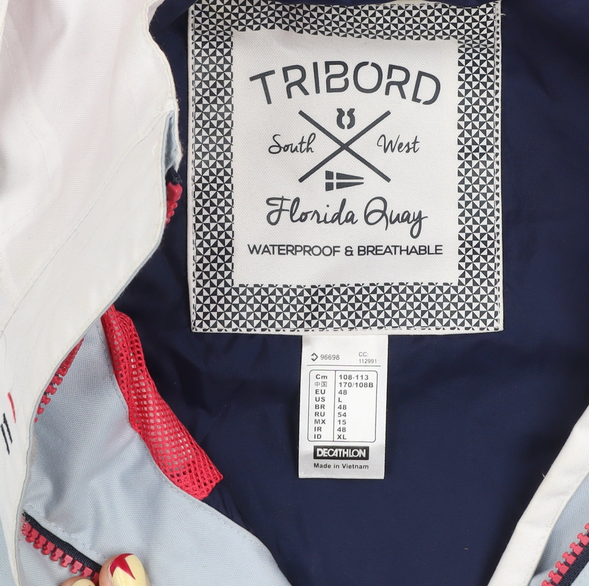 Tribord Women's Blue Waterproof Hooded Rain Coat Jacket XL