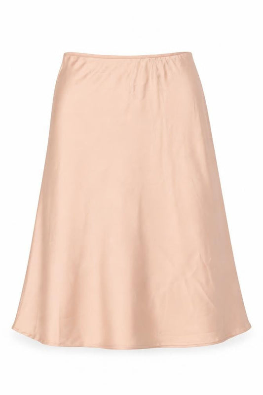 Folkster Women Beige Satin A-Line Midi Skirt Size L