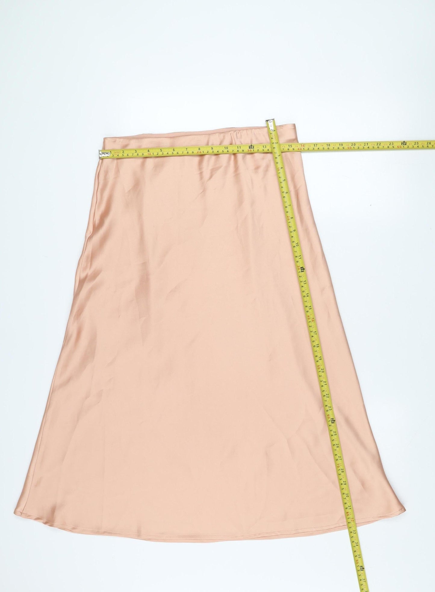 Folkster Women Beige Satin A-Line Midi Skirt Size L